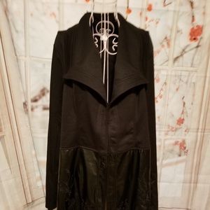 NWOT Venus Black Jacket with Faux Leather Bottom